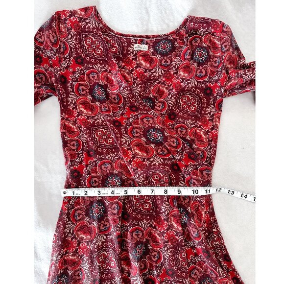 Hollister V Neck Faux Wrap Bohemian Style Floral Skater Sundress - Picture 5 of 8